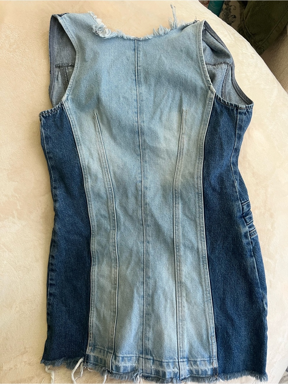 Zara Two-Tone Light and Dark Blue Denim Dress